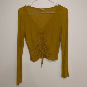 💖Bundle It!💖 Yellow V-neck Long Sleeve Cropped Shirt
